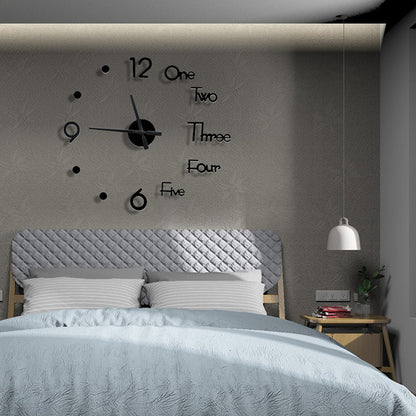 3D Wall Clock Acrylic Modern Mirror Surface DIY Clock Home Office Decor Black