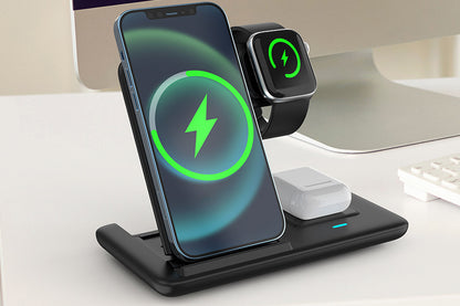 3-in-1 Fast Wireless Charger Stand Charging Station for iPhone Watch AirPods