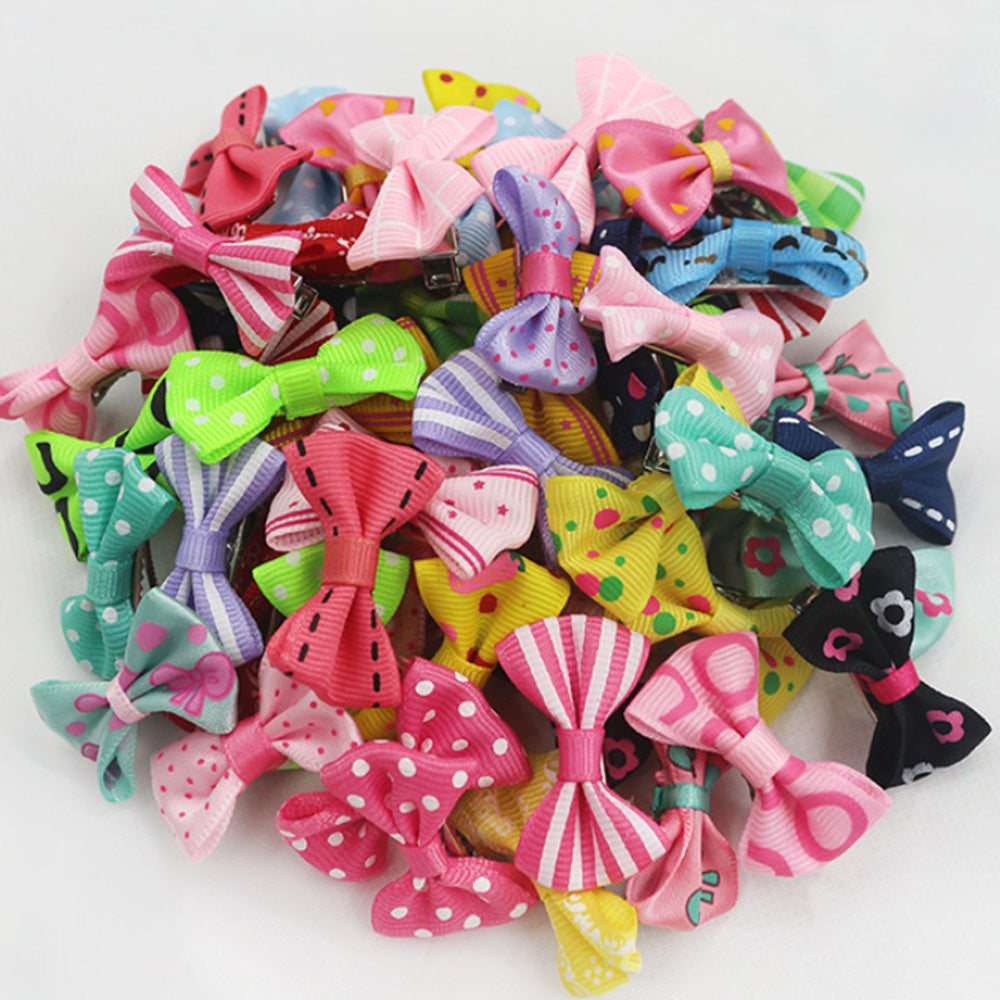 60PCS Pet Bowknot Hair Bows with Clips for Pet Grooming and Decoration