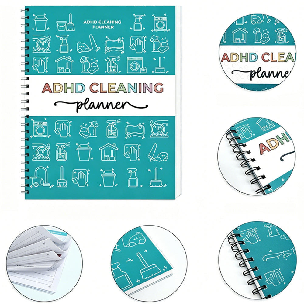 ADHD Cleaning Planner Undated Daily Weekly Monthly Checklist for Adults-Green