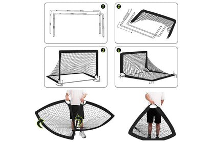 Soccer Goal Football Net Set Sports Training Practice Metal Frame Mesh