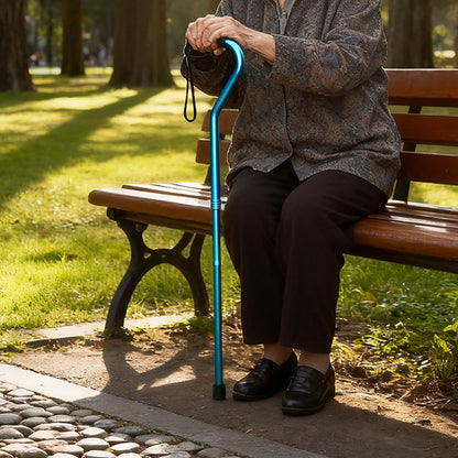 Foldable Lightweight Adjustable Aluminum Alloy Walking Stick-Blue