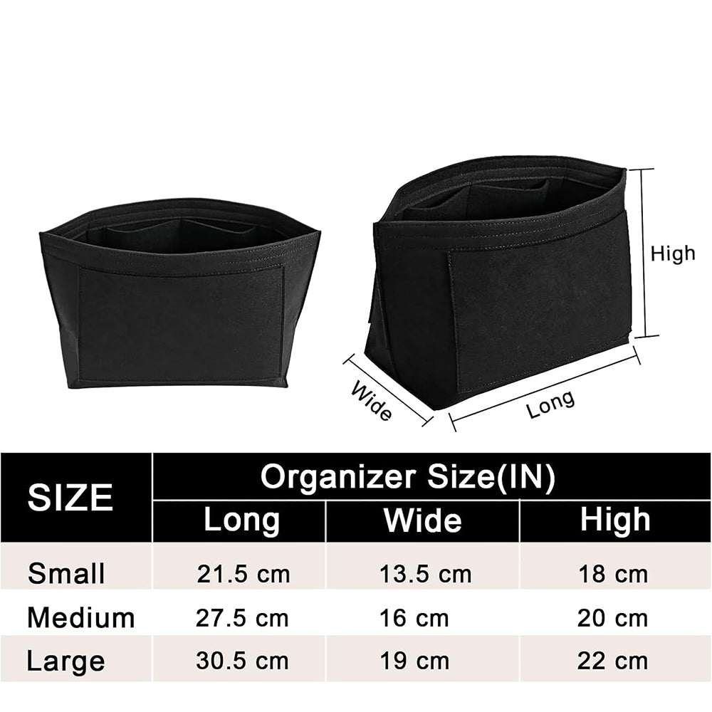 Felt Purse Organizer Insert -Black
