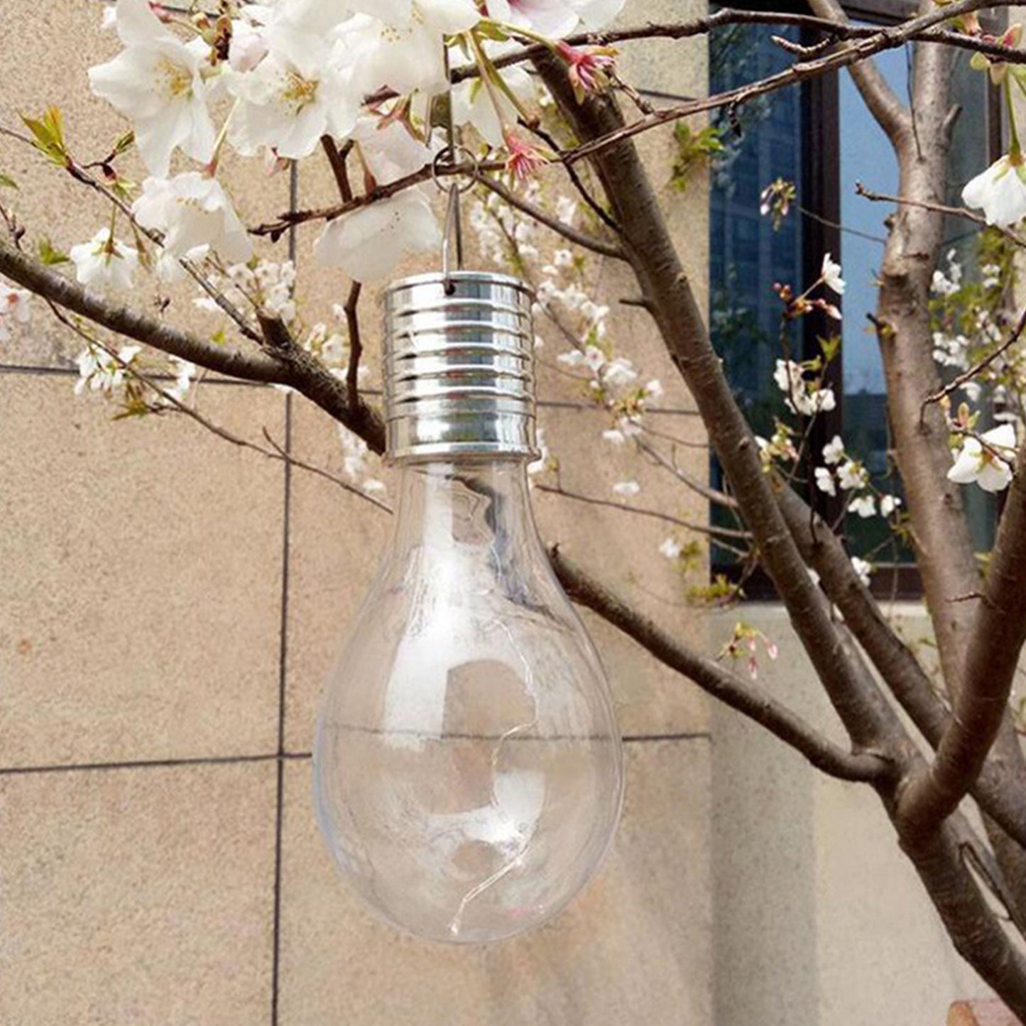 6pcs Outdoor Solar Powered LED Light Bulb Garden Yard Hanging Lamp -Transparent