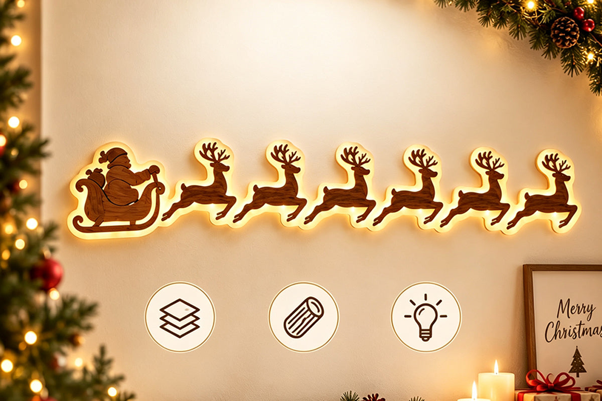 Christmas Glow Silhouette Light 3D LED Warm light Wall Decor - Santa