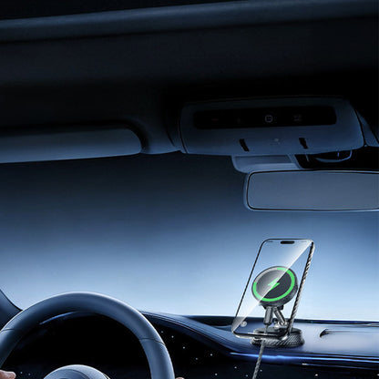 15W Magnetic Car Charger Vacuum Suction Foldable Phone Mount for Dashboard