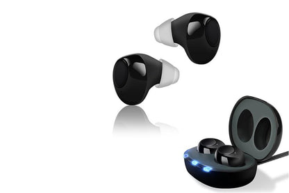 Hearing Aid Invisible Digital In-Ear Enhancer Sound Voice Amplifier Rechargeable-Black