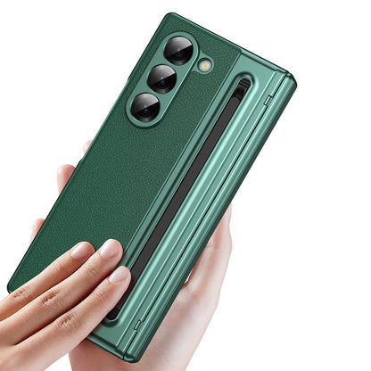 Phone Case for Samsung Z Fold 7 with Pen Holder Full Coverage Hinge Protection-Green
