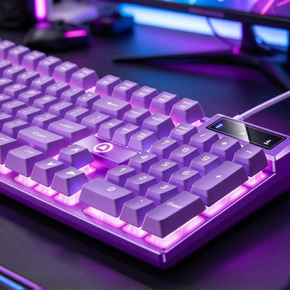 Wired Gaming Keyboard 104 Key Floating Keycaps Backlit Keyboard - Purple
