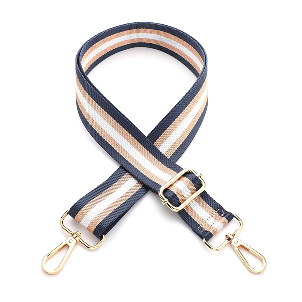 Adjustable Canvas Bag Strap with Metal Buckle for Crossbody Bags Navy Blue