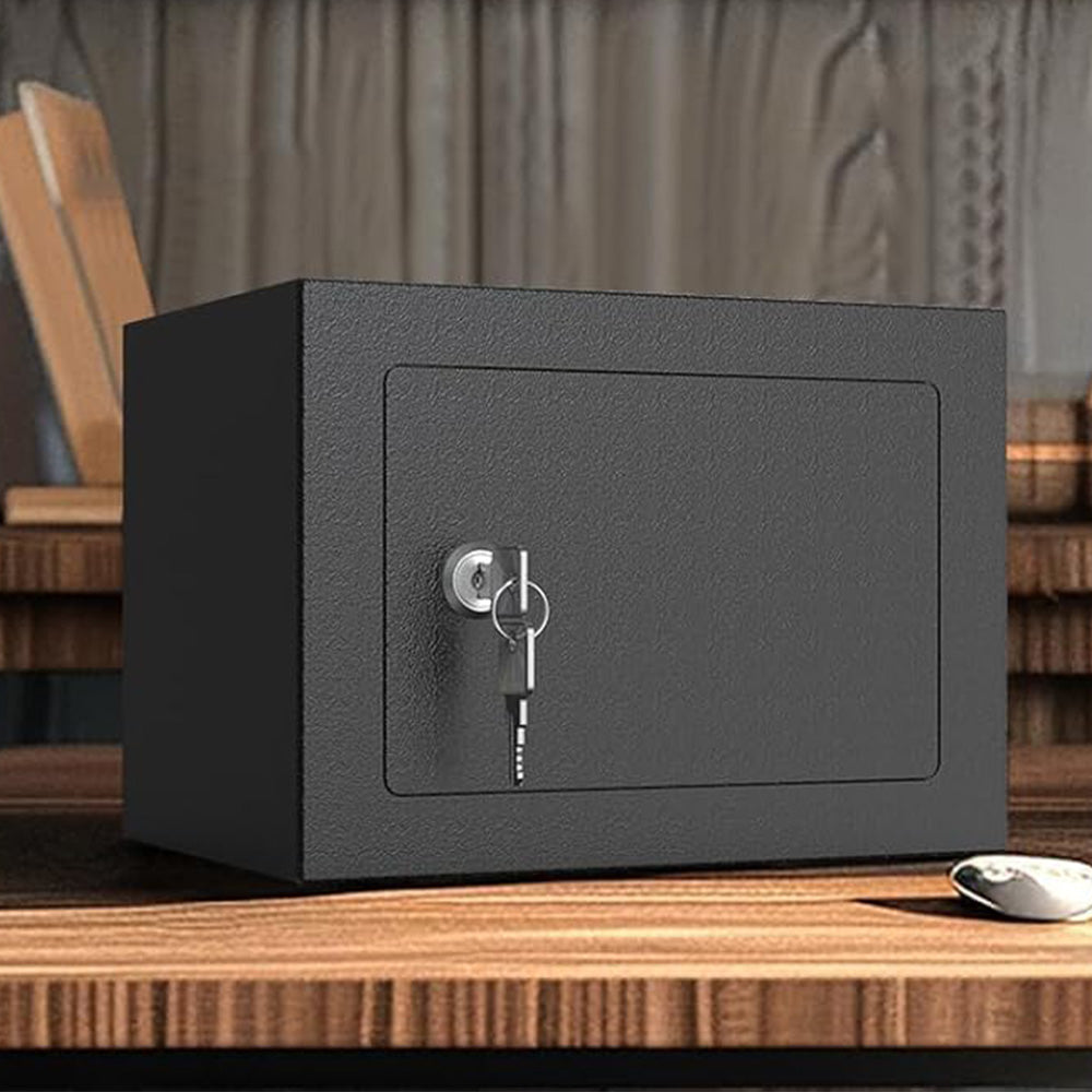 Small Safe Box with Key Lock Mini Security Safe for Money Cash Jewelry-Black