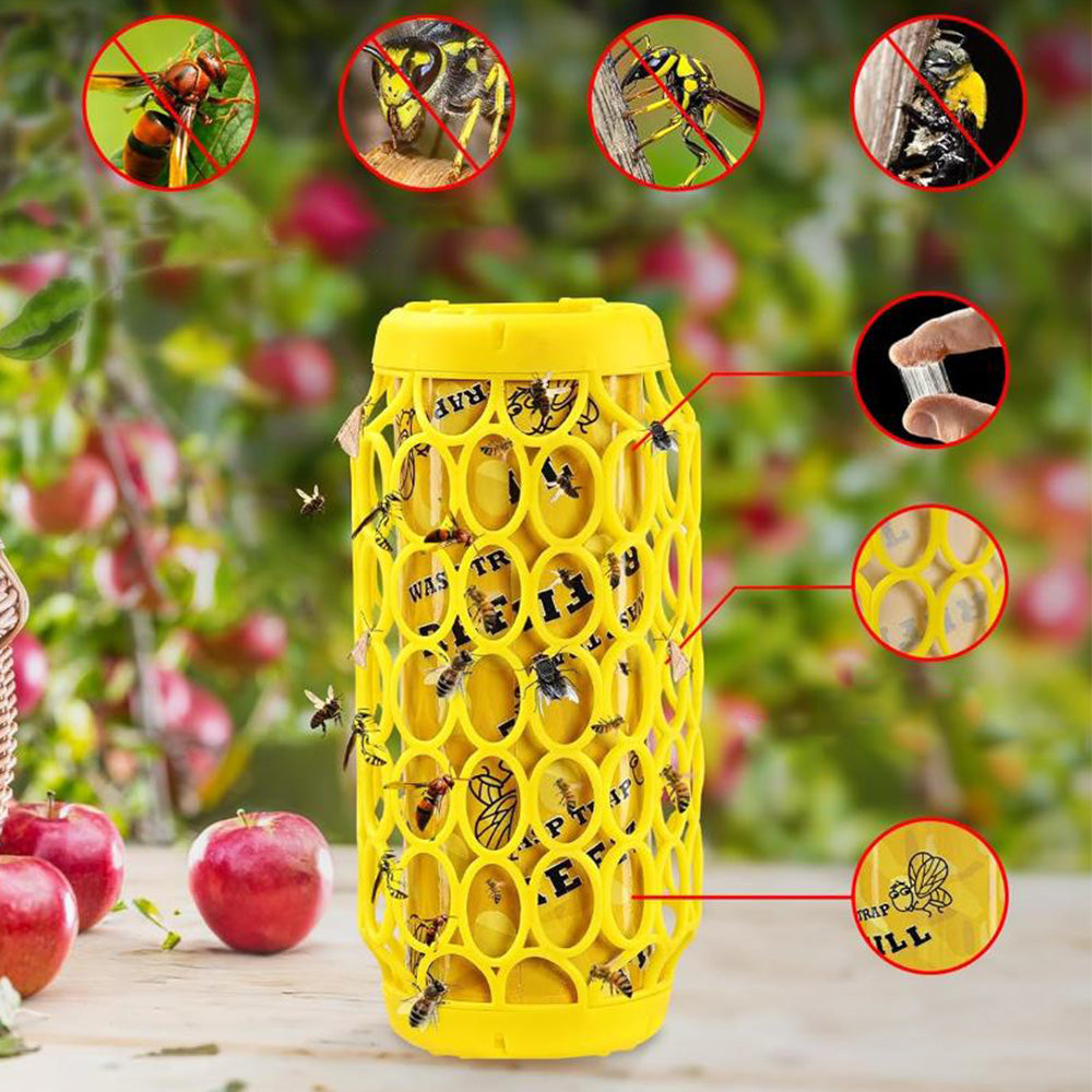 2 Pack Wasp Trap with 8 Stickers Outdoor Hanging Reusable Yellow Jacket Catcher