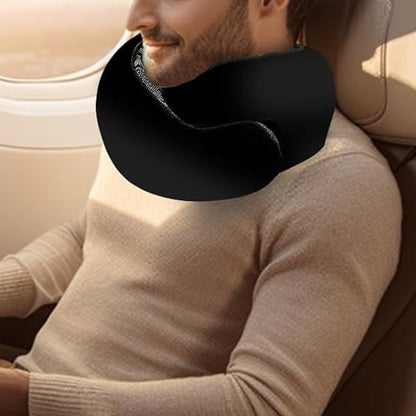 Memory Foam Travel Pillow Neck Support Pillow for Airplane Sleep Black