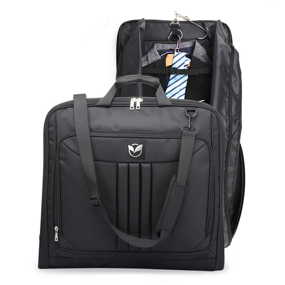 Foldable Garment Bag with Hanger and Shoulder Strap - Black