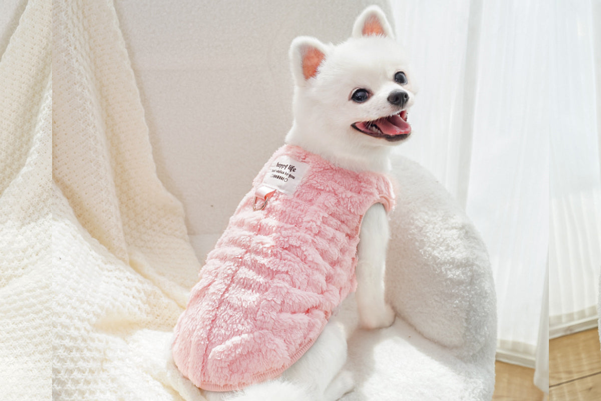 Sherpa Fleece Dog Jumper Sweater with D-Ring for Small Dogs Chihuahua Yorkshire -Pink