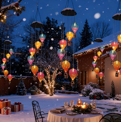 Solar Hot Air Balloon Wind Chime Light for Outdoor Hanging Decoration