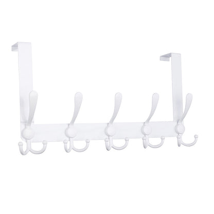 Stainless Steel Over The Door Hooks Durable Door Hangers for Kitchen Bathroom Bedroom - White