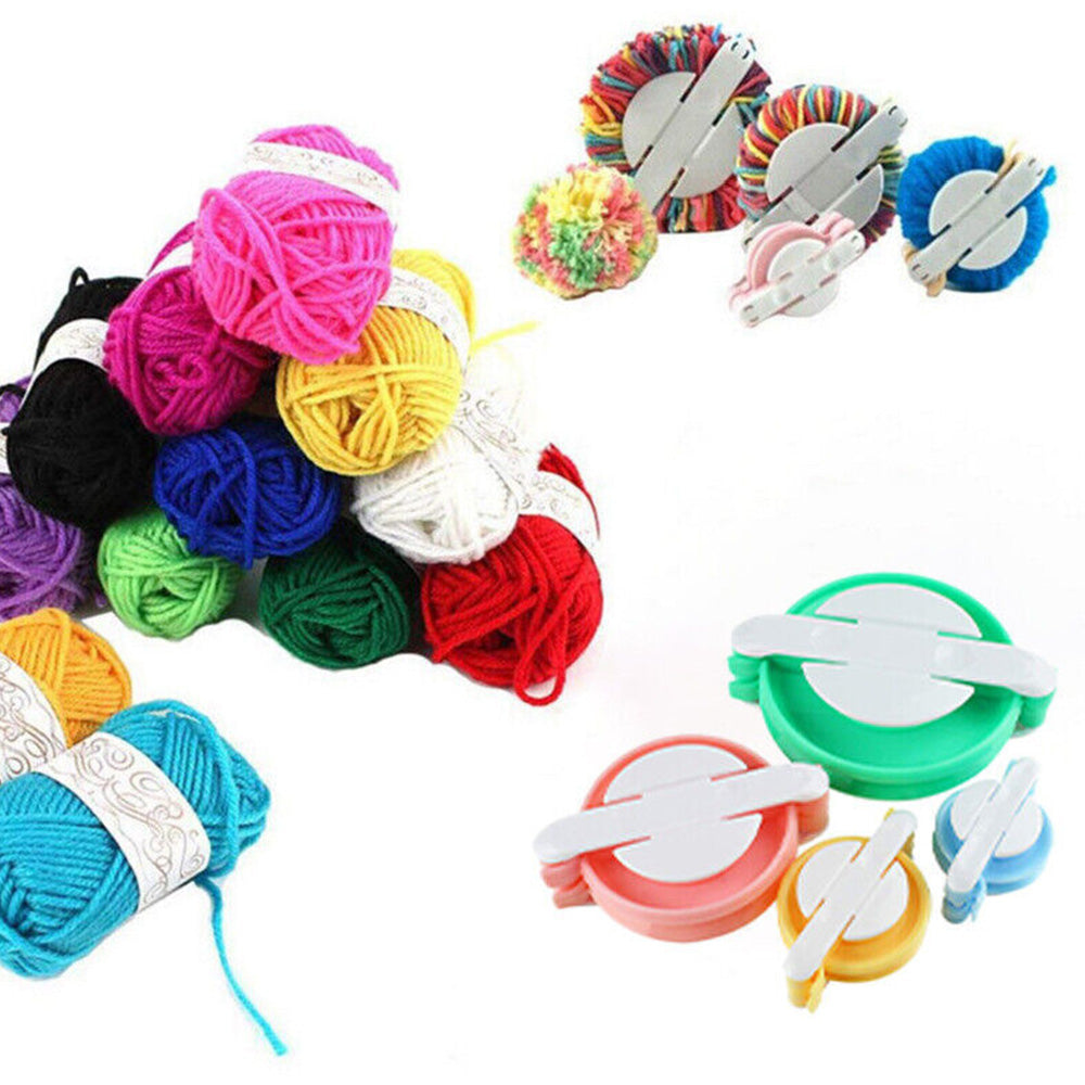 4-Piece Multi-Size Pom Pom Maker Set for DIY Craft Fluff Balls