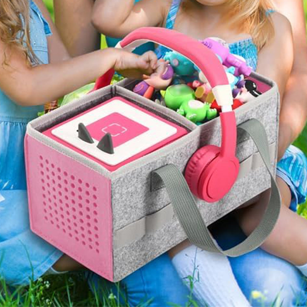 Portable Felt Cloth Storage Bag for Kidsâ€?Musical Speakers Pink