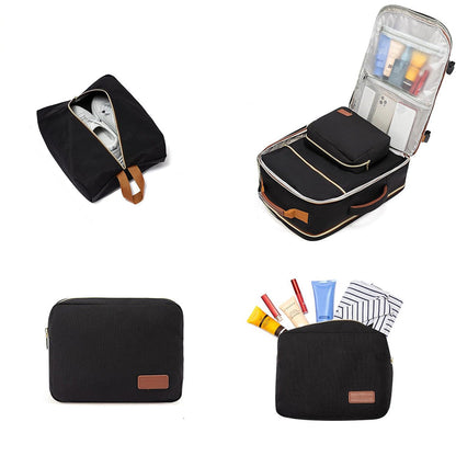 4Pcs Set Travel Luggage Bags 40L Backpack fits 17 inch Laptop with 3 Packing Cubes Black