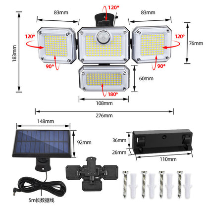 333 LED Solar Motion Sensor Lights Outdoor Waterproof Security Wall Lamp