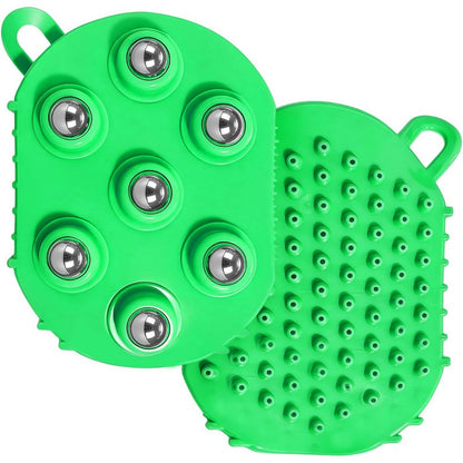2Pcs Roller Ball Massager Glove Lymphatic Massage Fascia Muscle Release for Back-Green