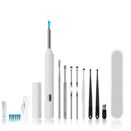 3.5mm Ear Wax Remover Tool Kits WiFi Ear Endoscope Wireless Otoscope with 6 LED Lights -White