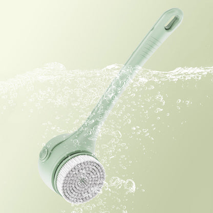 Electric Body Back Scrubber for Shower Dual Handle Bath Brush for Exfoliating Massage Green