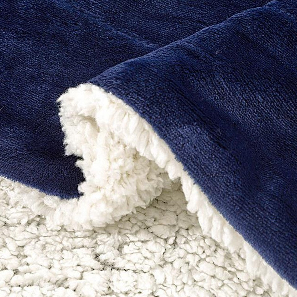 Soft Double-Sided Throw Blanket  Fuzzy Warm Reversible Blanket for Couch Bed Sofa Navy