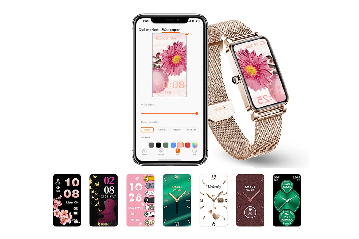 Smart Watch Women Fitness Tracker Sport Bracelet for Android iOS Phones-Gold