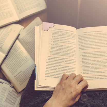 6PCS PU Leather Heart Bookmarks Cute Corner Page Holders for Books