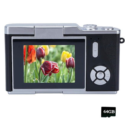 HD 1080P Retro Digital Camera with 2.4-inch Flip Screen for Photos & Video Black