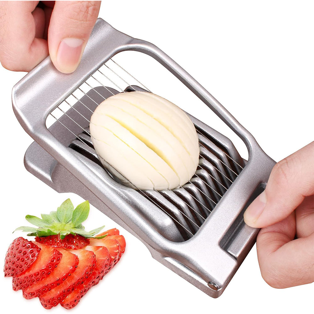 Aluminum Alloy Egg Slicer for Hard Boiled Eggs Strawberry Slicer for Sandwiches-Silver
