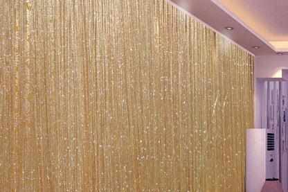 Shimmer Tassel String Door and Window Divider Curtain - Champagne