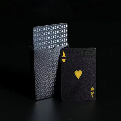 Waterproof Playing Cards PVC Plastic Poker Deck Black & Gold Skull Design