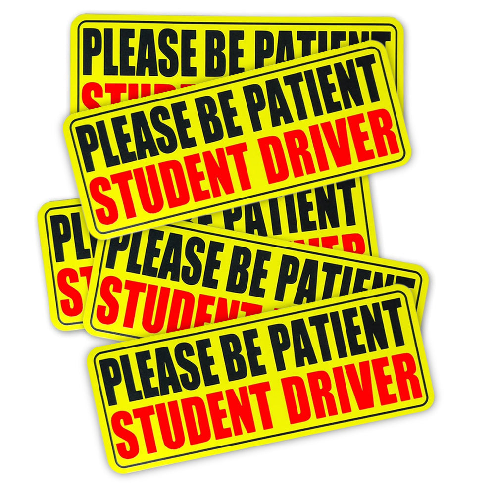 5Pcs Student Driver Sticker Reflective Please Be Patient Car Sticker-Style1