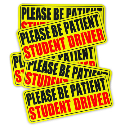 5Pcs Student Driver Sticker Reflective Please Be Patient Car Sticker-Style1