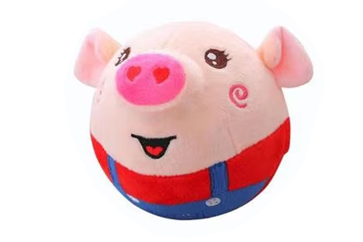 2Pcs Active Moving Pet Plush Toy Interactive Bouncing Ball Sound Electronic Dog Toy-Red