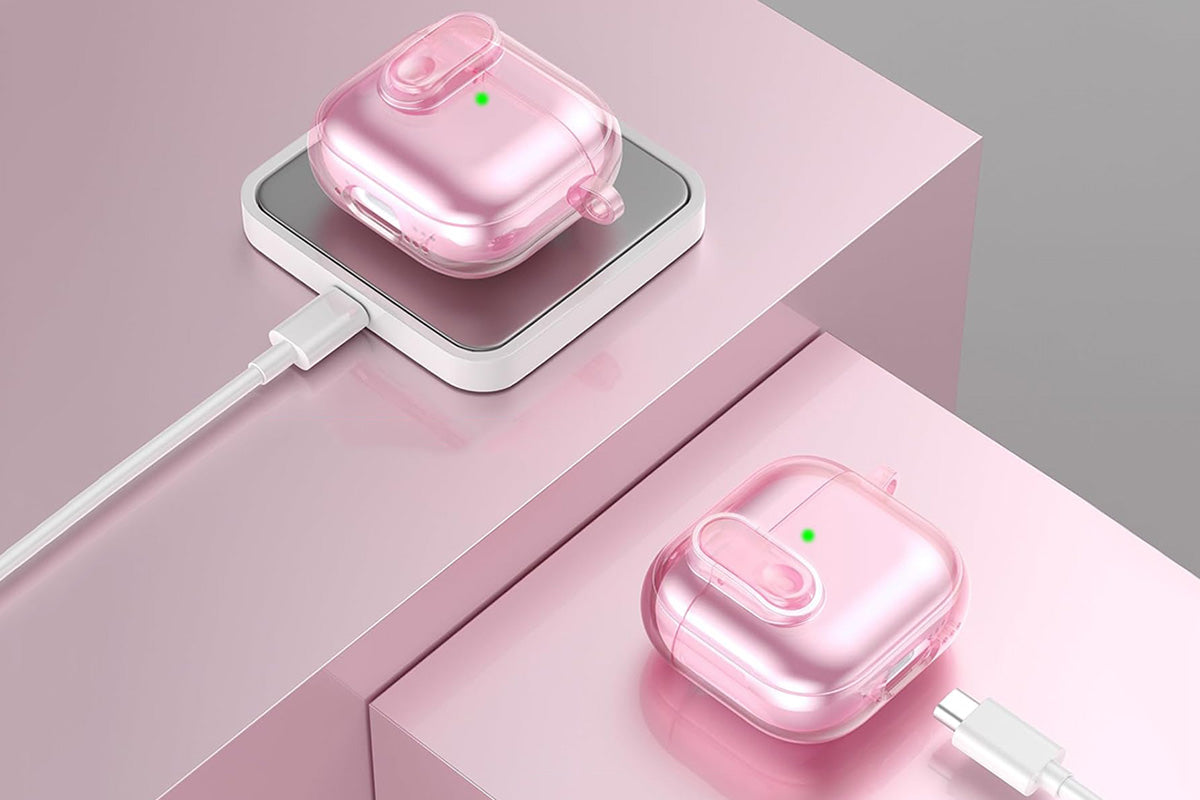 Earphones Case Compatible with Apple Airpods 4 Soft TPU Clear Earbuds Case-Pink