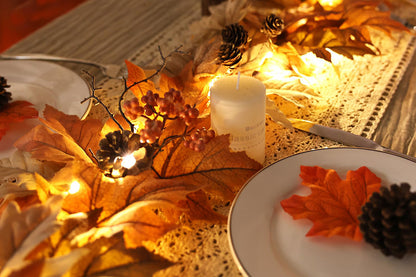 Lighted Thanksgiving Pumpkin Vine Garland Door Hanging Decoration
