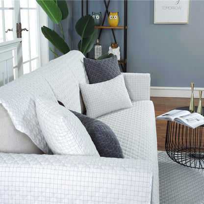 Soft Couch Cover Washable Furniture Protector for Dogs Non-Slip Sofa Slipcover -White
