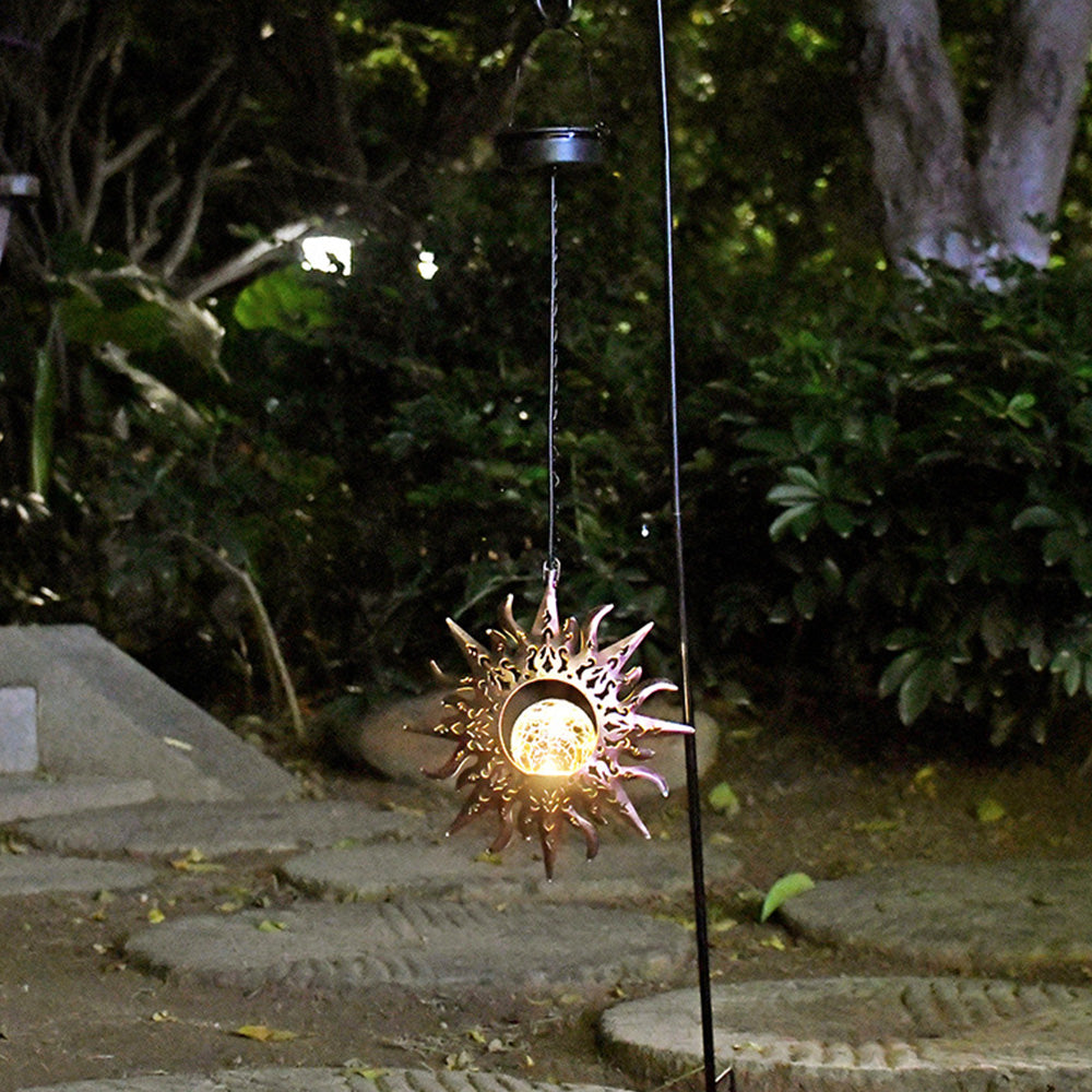 Solar Lights Sun Cracked Glass Lantern- Sun