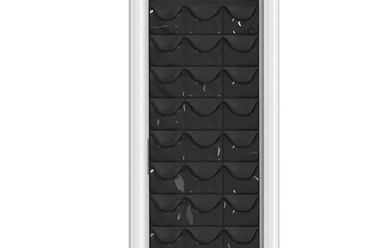 Baseball Hat Rack 24 Pocket For Wall Or Over The Door Cap Organizer-Black