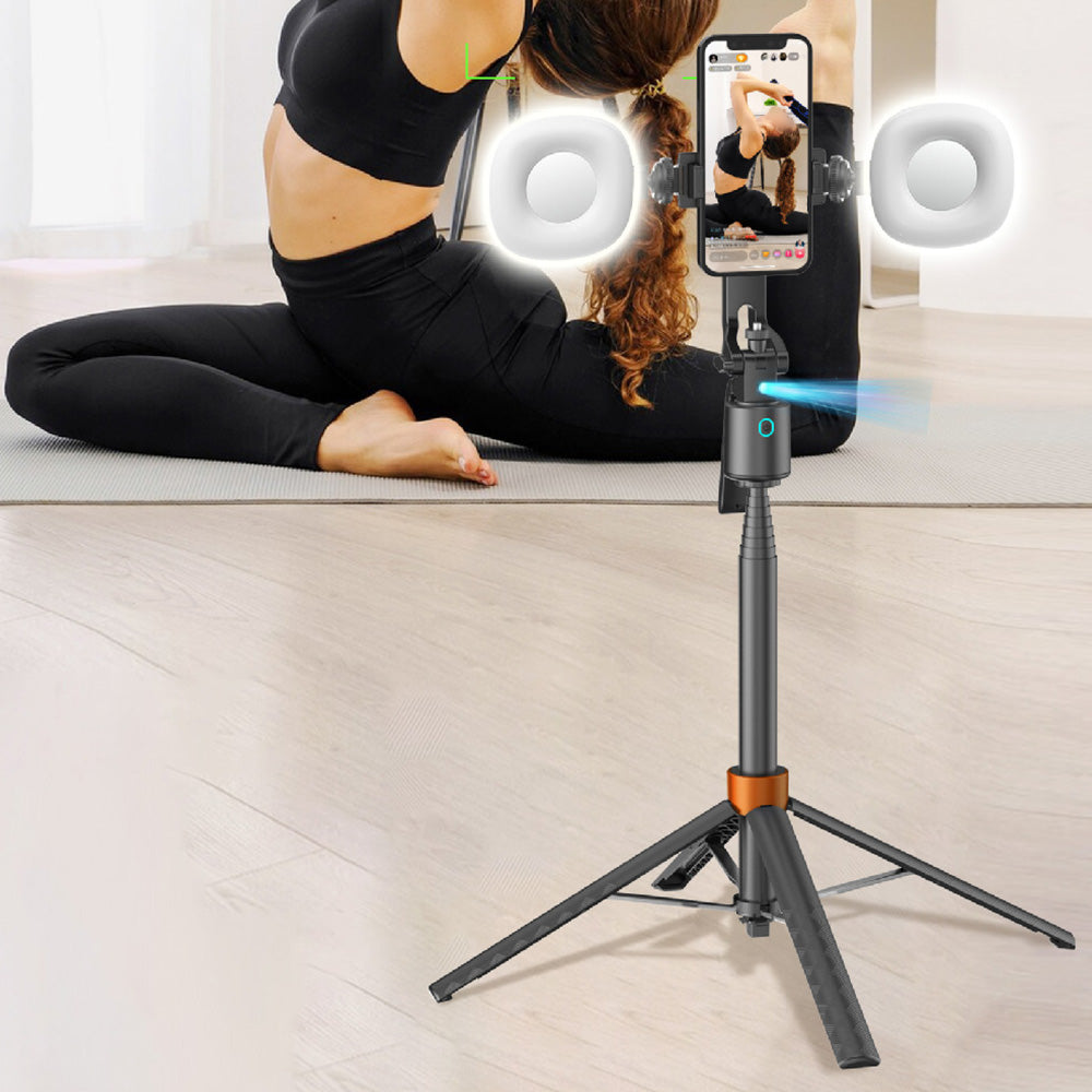 AI Face Tracking Selfie Stick Tripod with Light