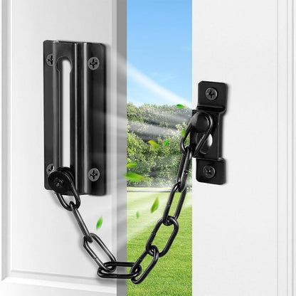 2 Pack Door Security Chain Lock Strong Door Chain Lock with 12 Screws for Wood Door-Black