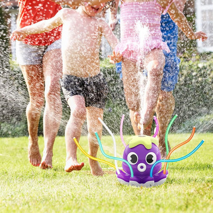 Outdoor Water Spray Sprinkler Funny Octopus Sprinkler Toys for Kids and Toddlers Purple