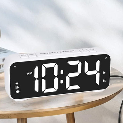 Digital Alarm Clock with Vibration Bed Shaker for Heavy Sleepers White