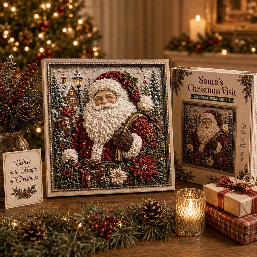 Framed Christmas Yarn Poke Fabric DIY Decoration Kit for Adults - Santa Claus