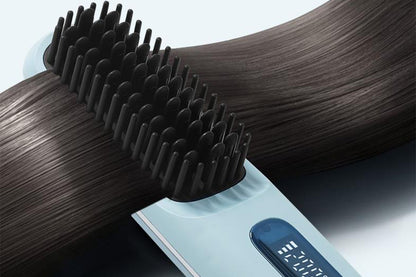 2Pcs USB Cordless Mini Hair Straightener Brush Anti Scald Comb