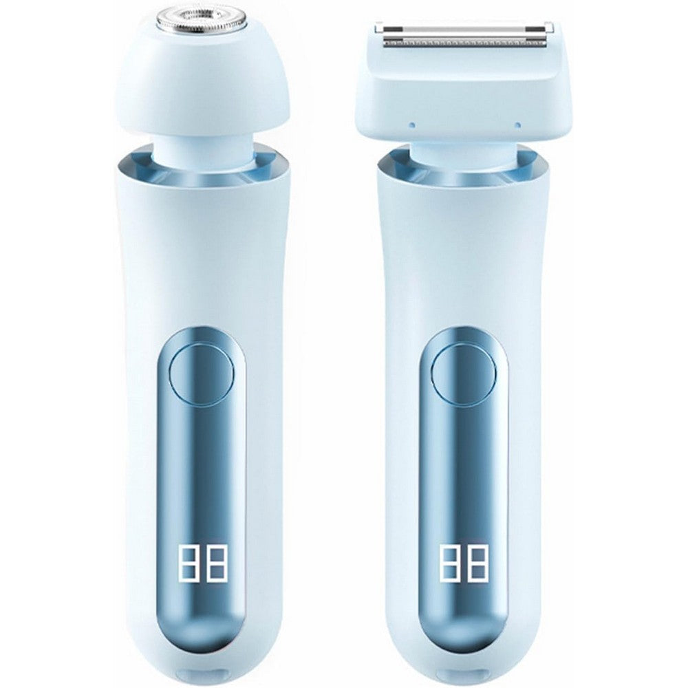 Electric Shaver and Bikini Trimmer with 2 Detachable Heads Facial Hair Remover-Blue